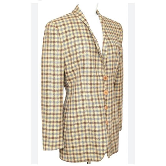 GIORGIO ARMANI Le Collezioni Houndstooth Alpaca/Wool Blend Blazer Sz US 10/EU 46 - Picture 1 of 12